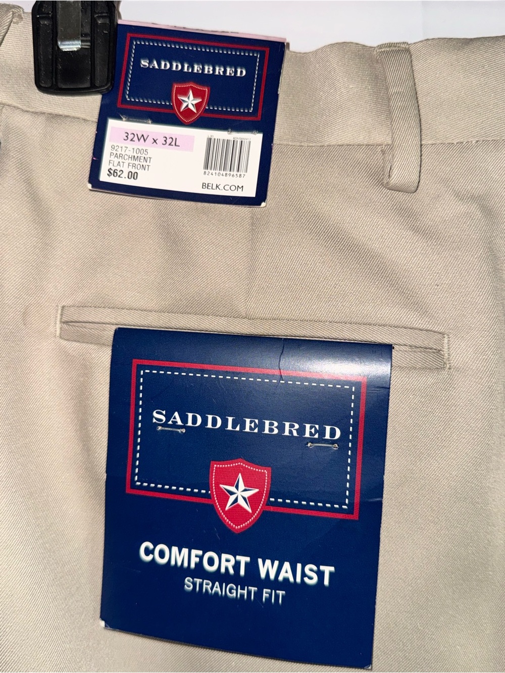 Saddlebred Parchment Beige Straight Fit Pants 32-32